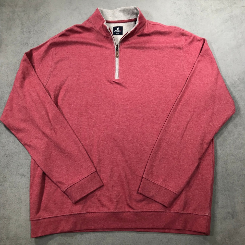 Johnnie-O Quarter Zip Pullover Mens XL Red Heathered Cotton Modal Blend